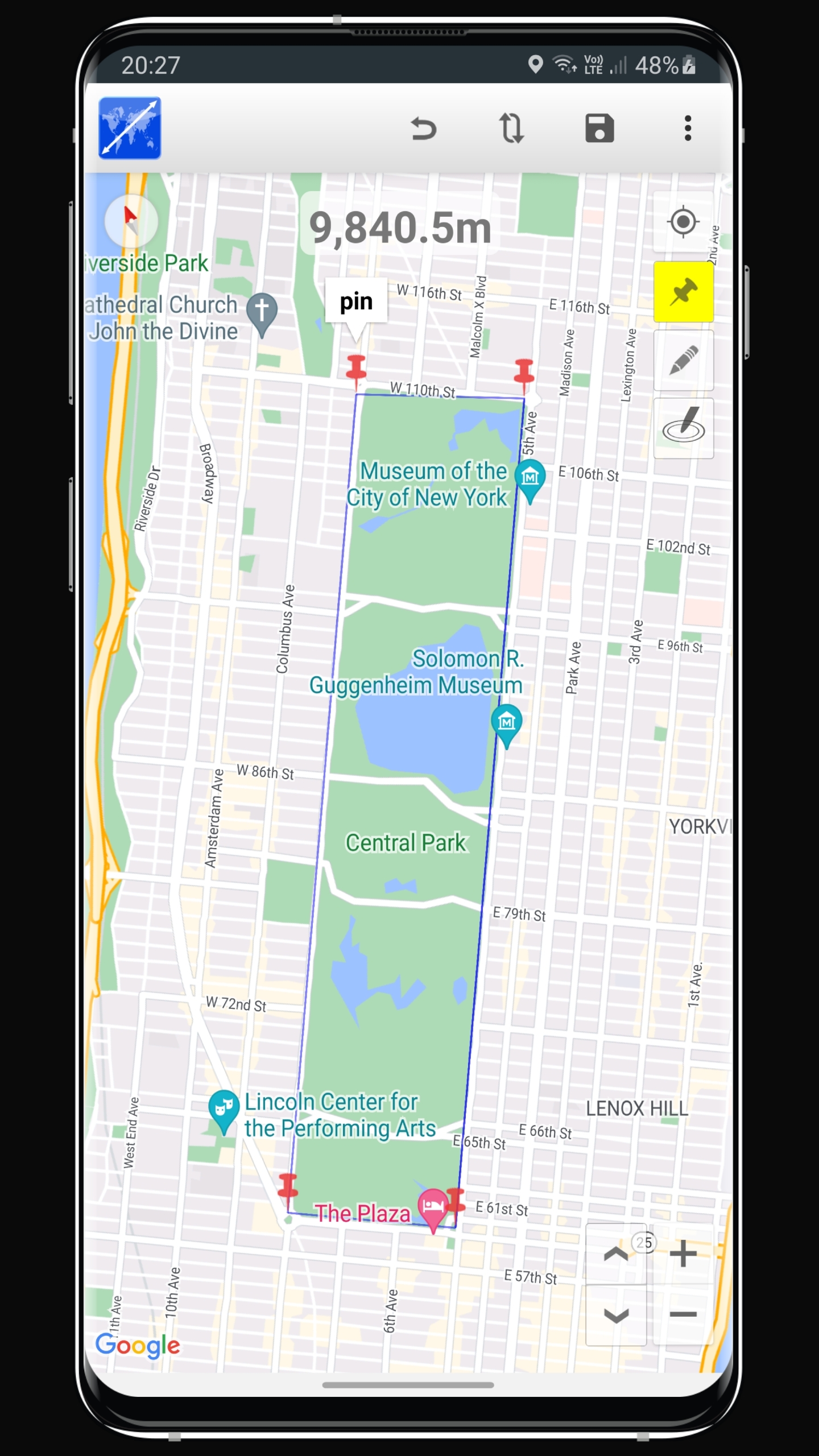 Maps Distance & Area Calculator Android App Screenshot - GPS Land Area & Distance Measurement